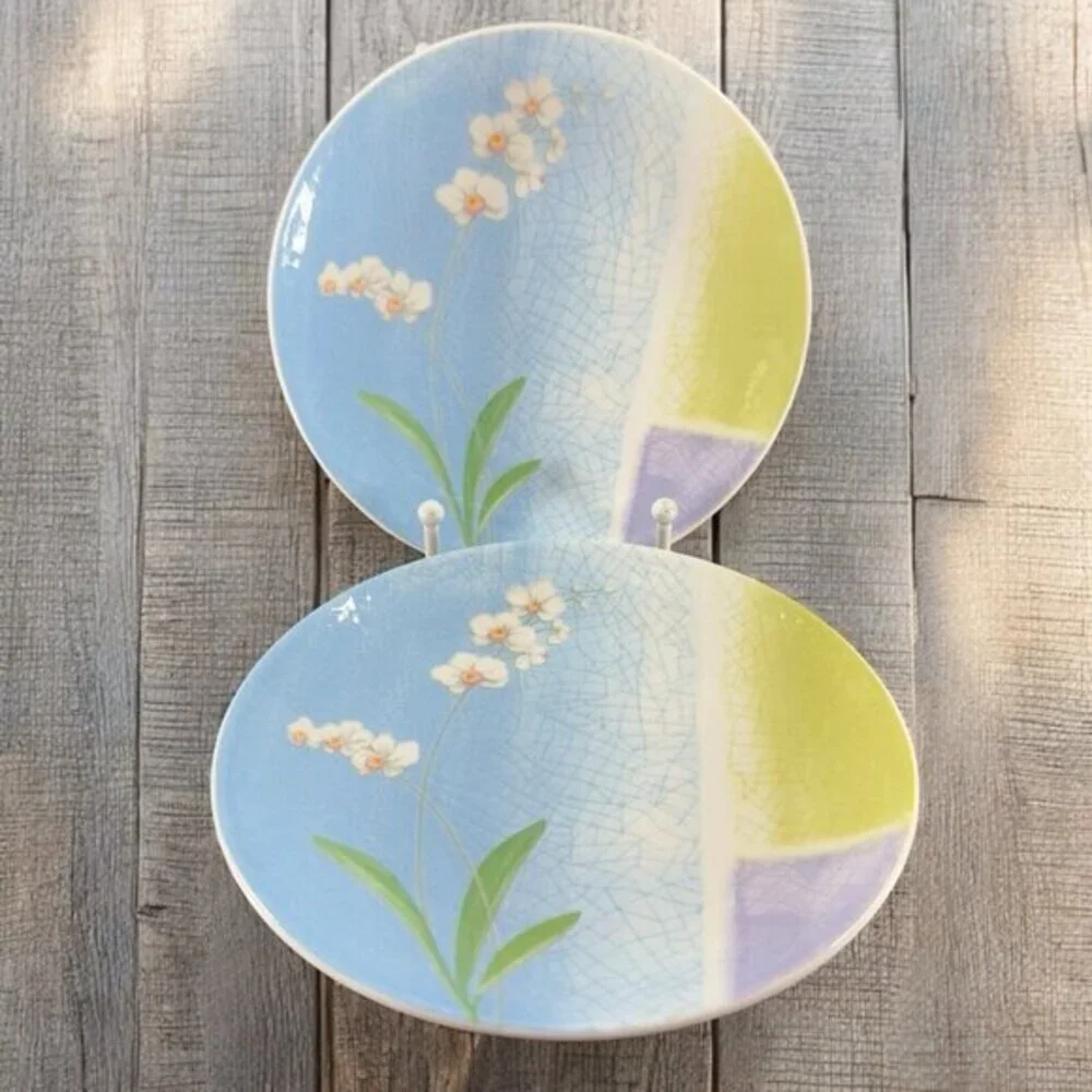 Saint James by Hankook Super‎ Strong Porcelain Dish Plate Set 2 Floral Pattern